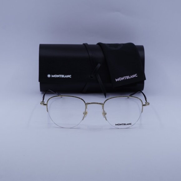 Montblanc MB0129O 002 Geometric Eyeglasses 49mm – Gold - Picture 3 of 10